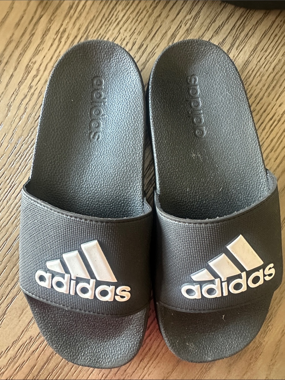 adidas Black Slide Sandals with White Logo for Kids